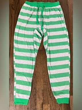 Dr. Seuss Green and Gray Striped Kids Pajama Bottoms